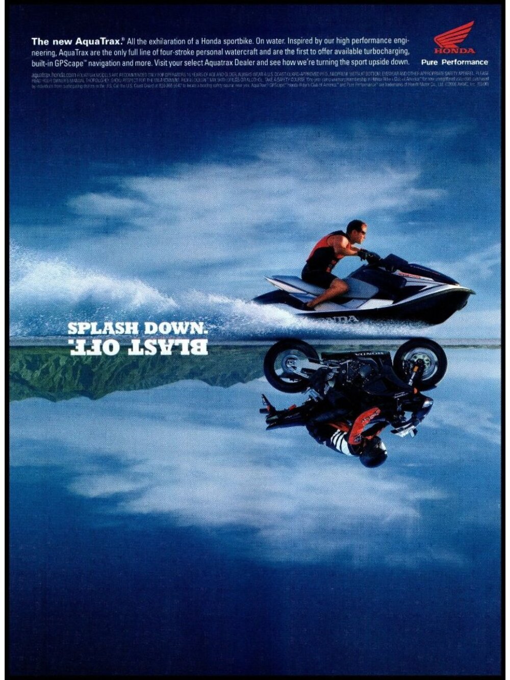 2006 Honda Aquatrax PWC Vintage Print Ad Blast Off Splash Down Wall Art Photo
